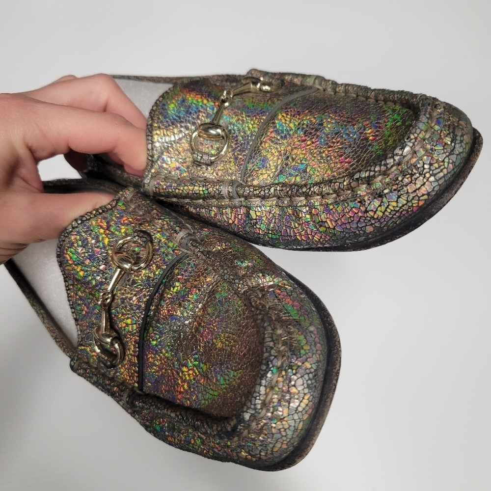 Gucci 60th Anniversary 1953 Holographic Tan Leather Horsebit Loafers 36.5 6.5 - Picture 7 of 9